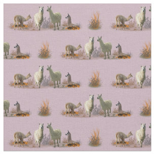 Llama Meadow Stoff (Dusty Pink)