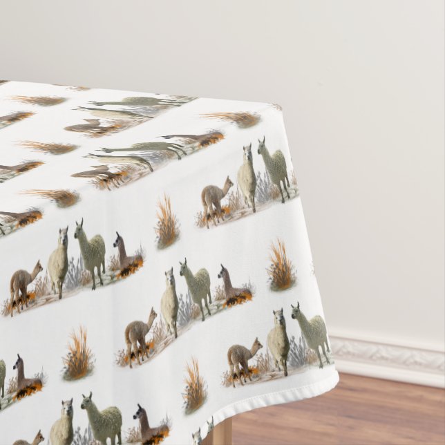 Llama Meadow Tablecloth (Farbe auswählen) Tischdecke (Beispiel)