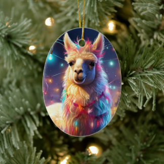 Llama Merry Weihnachtsschmuck, Pet Lover Geschenk Keramik Ornament
