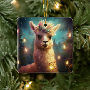 Llama Merry Weihnachtsschmuck, Pet Lover Geschenk Keramikornament