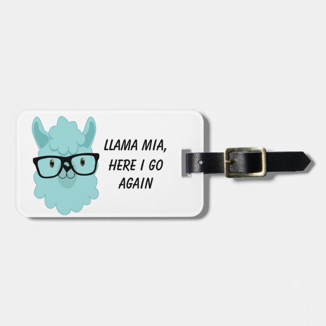 Llama Mia Aquamarin Gepäckanhänger (Vorderseite horizontal)