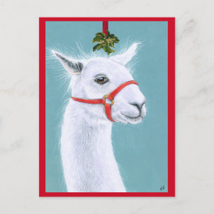 Llama mit Mistletoe Weihnachtspost Postkarte