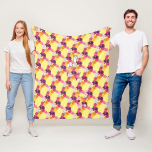 Llama mit Peonies Fleecedecke