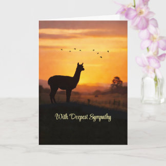 Llama Mitgefühl Verlust Land Sonnenuntergang mit V Karte