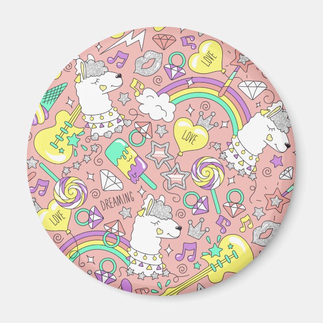 Llama-Muster 3 Magnet (Vorne)