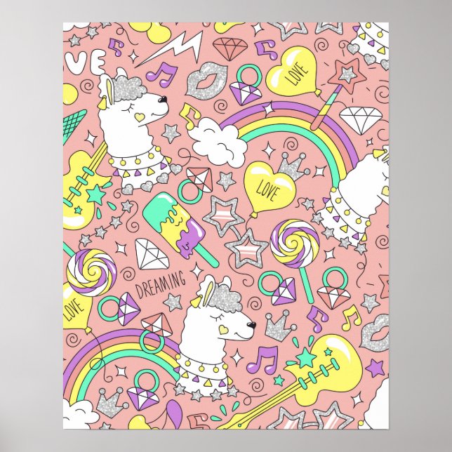 Llama-Muster 3 Poster (Vorne)