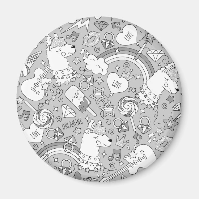 Llama-Muster 4 Magnet (Vorne)