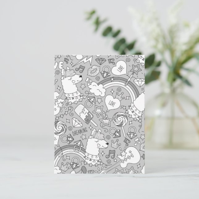 Llama-Muster 4 Postkarte (Stehend Vorderseite)