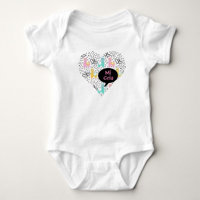 Llama, My Baby Llama, Mi Cria, Baby Bodysuit Baby Strampler (Vorderseite)