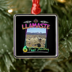Llama - Namaste Yoga Pun Llamaste Ornament Aus Metall
