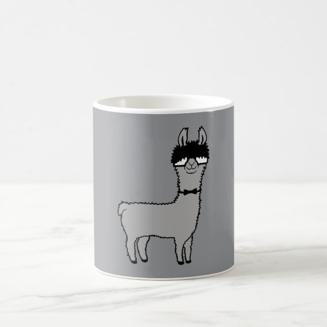 Llama Nerd Geek Glasses Bow Tie Funny Alpaca Kaffeetasse (Mittel)
