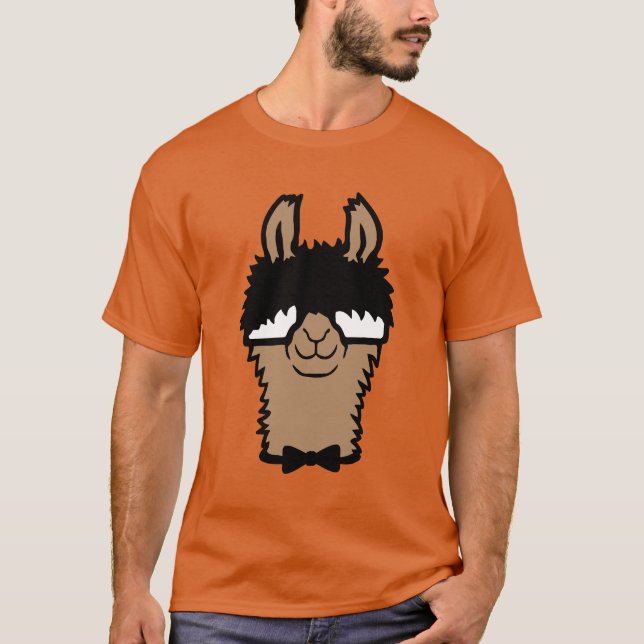 Llama Nerd Geek Glasses Bow Tie Funny Alpaca T-Shirt (Vorderseite)
