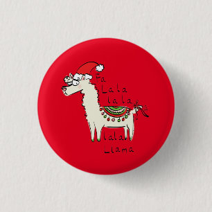Llama Niedlich Funny Christmas Holiday Button