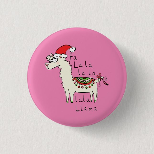 Llama Niedlich Funny Christmas Holiday Button (Vorderseite)