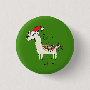 Llama Niedlich Funny Christmas Holiday Button