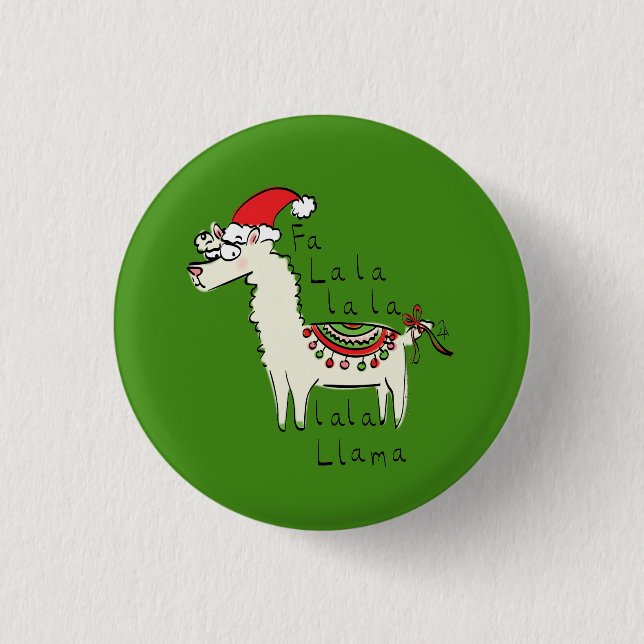 Llama Niedlich Funny Christmas Holiday Button (Vorderseite)