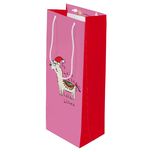 Llama Niedlich Funny Christmas Holiday Geschenktüte Für Weinflaschen (Vorderseite Schrägansicht)