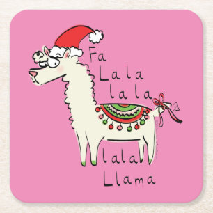 Llama Niedlich Funny Christmas Holiday Rechteckiger Pappuntersetzer