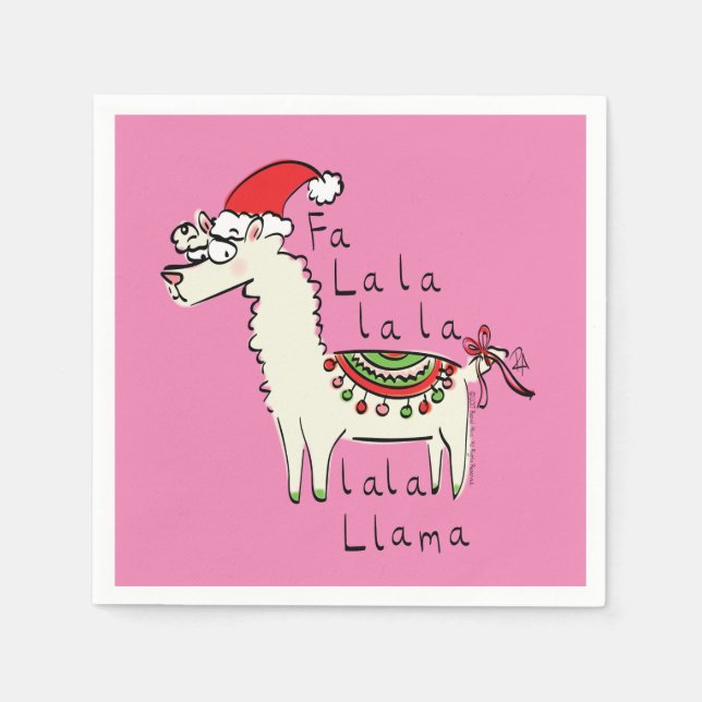Llama Niedlich Funny Christmas Holiday Serviette (Vorderseite)