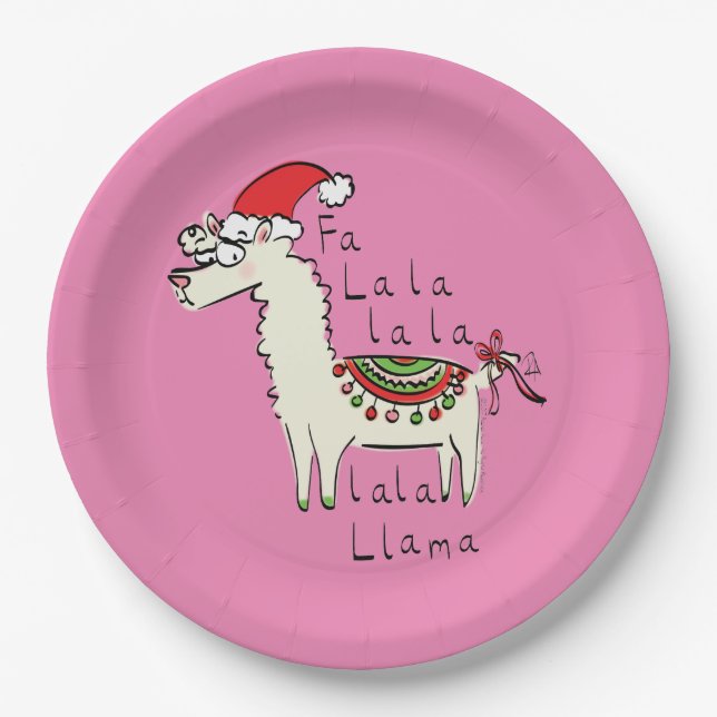 Llama Niedlich Funny Weihnachtsfeiertage Kinder Pappteller (Vorderseite)