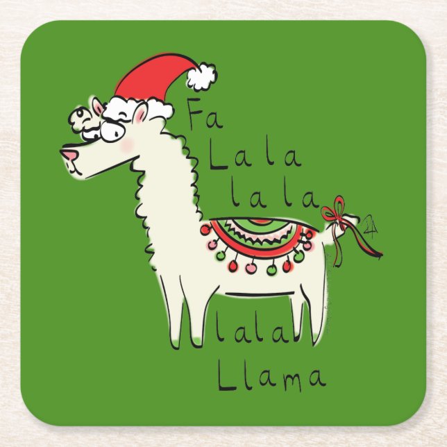 Llama Niedlich Funny Weihnachtsfeiertage Kinder Rechteckiger Pappuntersetzer (Vorderseite)