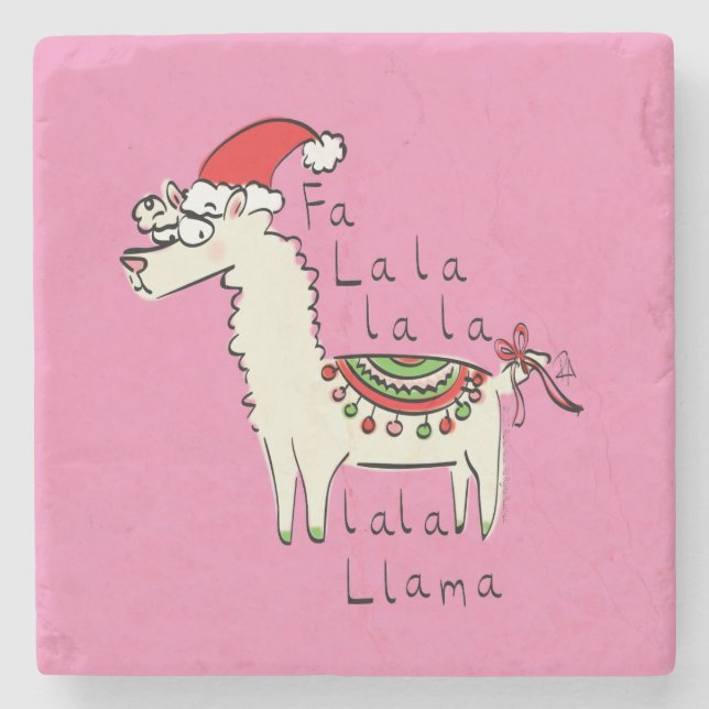 Llama Niedlich Funny Weihnachtsfeiertage Kinder Steinuntersetzer (Vorderseite)