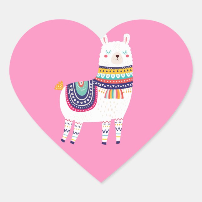 Llama Niedlich Herz-Aufkleber (Vorderseite)