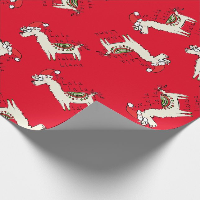 Llama Niedlicher Weihnachtsurlaub Geschenkpapier (Ecke)
