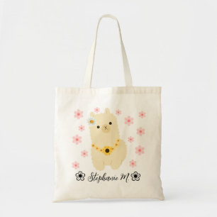 Llama Niedliches Baby mit gelben/rosa Blume Tragetasche