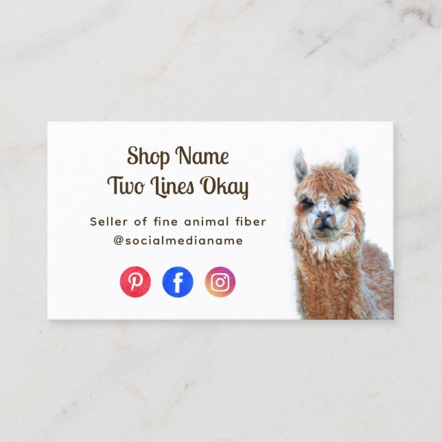 Llama Online Business Fiber Knitting Visitenkarte (Vorderseite)