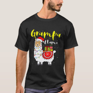 Llama Opa Lichter Weihnachtsmann Hut Xmas Pyjama p T-Shirt