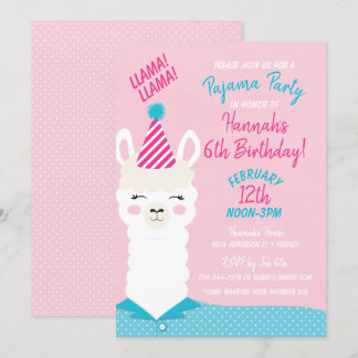 Llama Pajama Party Birthday Einladung