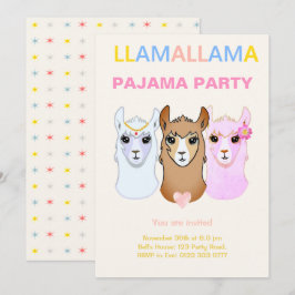Llama Pajama Party Einladung