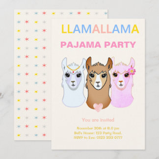 Llama Pajama Party Einladung