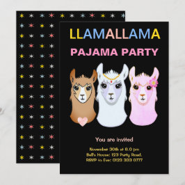 Llama Pajama Party Einladung