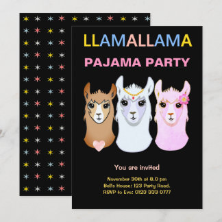 Llama Pajama Party Einladung