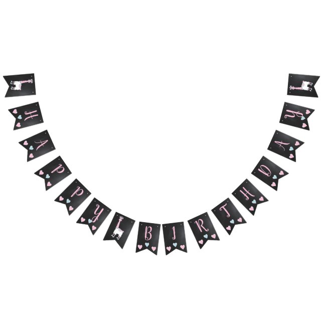 Llama Pajama Pink Girls Sleepover Party Wimpelkette (Alle)