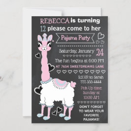Llama Pajama Sleepover Girl Party Blackboard Style Magneteinladung