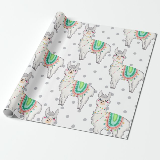 Llama Party Kinderzimmer New Geboren Geschenk Geschenkpapier (Ungerollt)