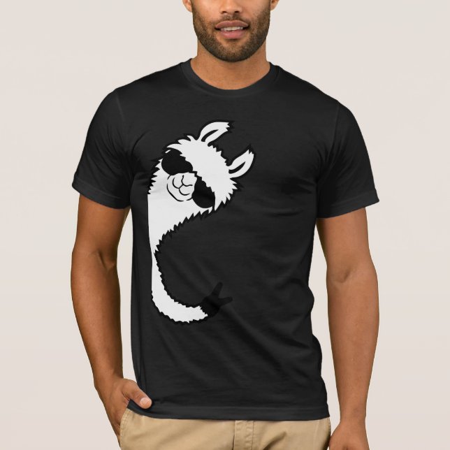 Llama Peace Sign Sunglasses Side View Victory Cool T-Shirt (Vorderseite)