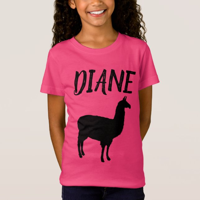 LLAMA PERSONALISIERTE MÄDCHEN, rosa T - Shirt (Vorderseite)