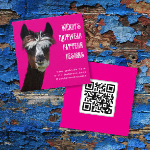 Llama Pink QR-Code Faserkarten