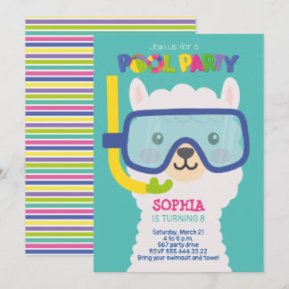 LLAMA-POOLPARTY-EINLADUNG EINLADUNG