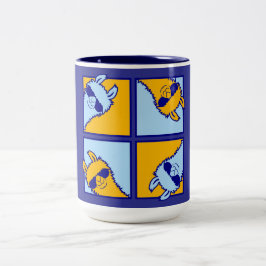 Llama Pop Art Quad Coole Sonnenbrille Muster Retro Zweifarbige Tasse