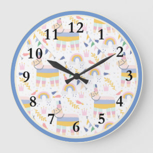 Llama Rainbow Baby Nursery Horloge murale