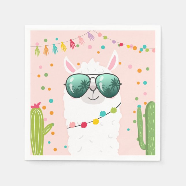 Llama Rama Paper Napkins Fiesta Party Alpaca Serviette (Vorderseite)