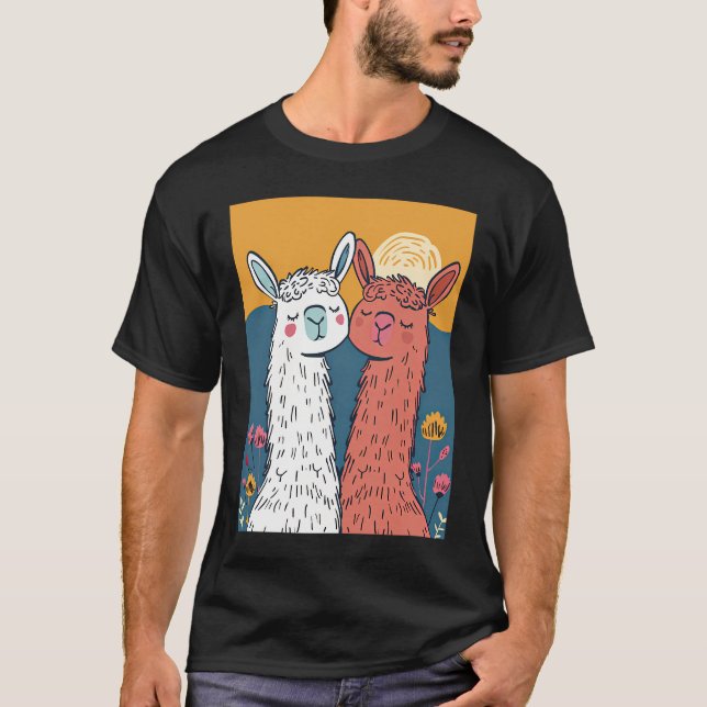 Llama-Rama Romance in Vector Vogue T-Shirt (Vorderseite)