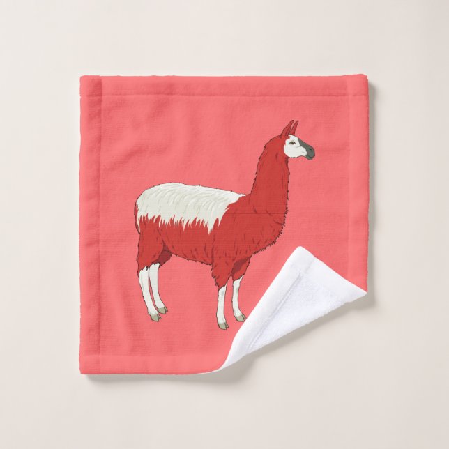 Llama Rouge Drôle (Gant de toilette)