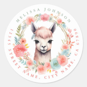 Llama Rücksendeadressen-Aufklebers Runder Aufkleber