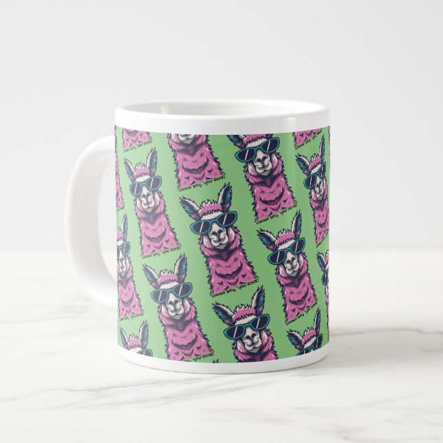 Llama sagt dir Rock | Quirkische Pose in Sonnenbri Jumbo-Tasse (Vorderseite Links)
